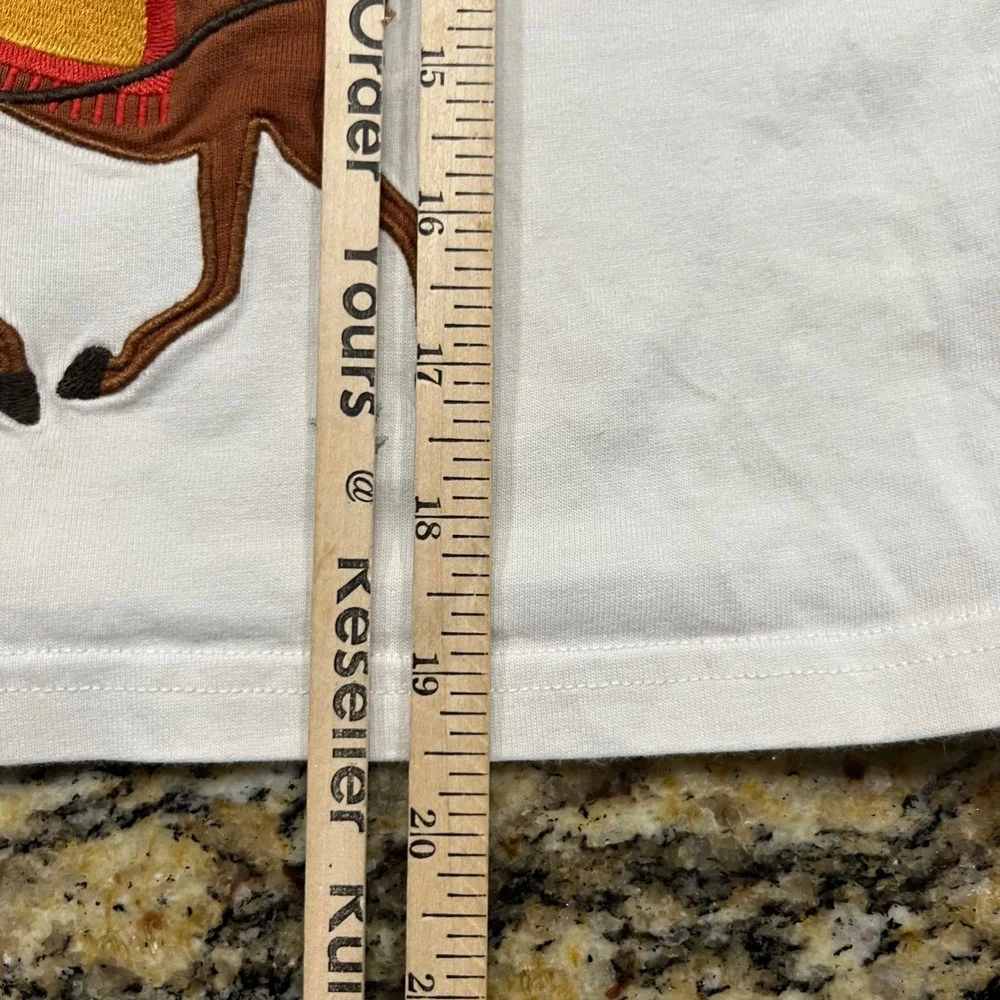 Gymboree Boys Size 7 White Cotton Graphic Tee Horse Covered Wagon Mountain